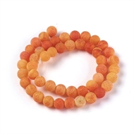 Frostet og krakeleret 8 mm. agat på streng - Orange